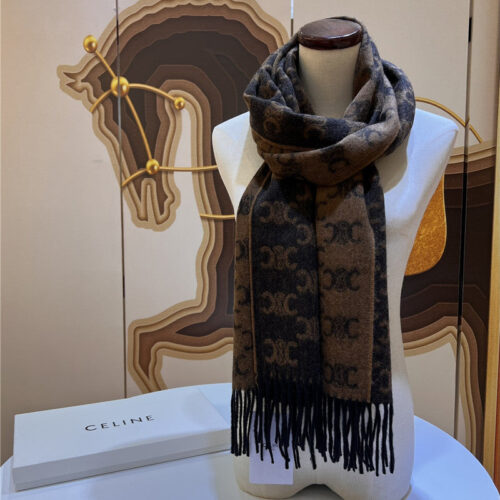 High Quality Luxury Celine Monogrammed Logo Cashmere Scarf alternate view