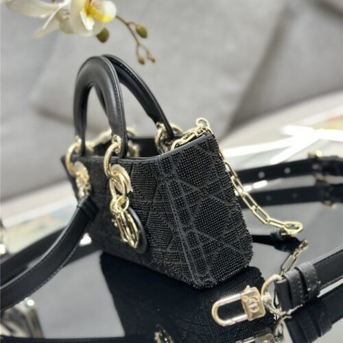 High Quality Luxury Lady Dior Triple Embroidered Beads Tube Bag product detail