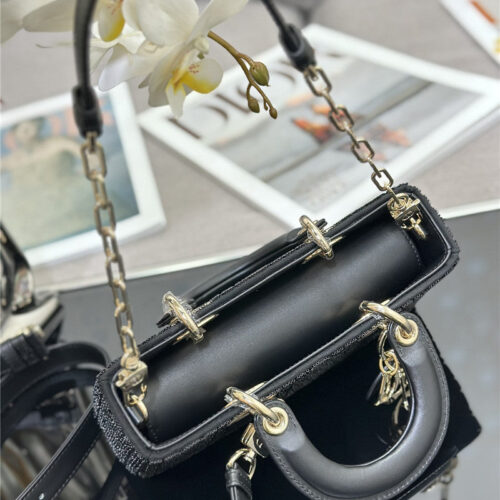 High Quality Luxury Lady Dior Triple Embroidered Beads Tube Bag product detail