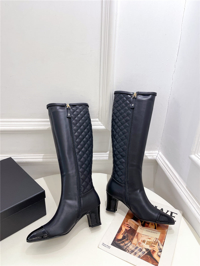 High Quality Luxury Chanel Classic Embroidered Chunky Heel Boots – Style 96838 product detail