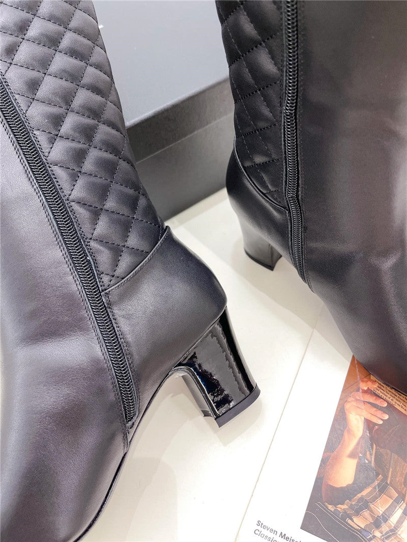 High Quality Luxury Chanel Classic Embroidered Chunky Heel Boots – Style 96838 product detail