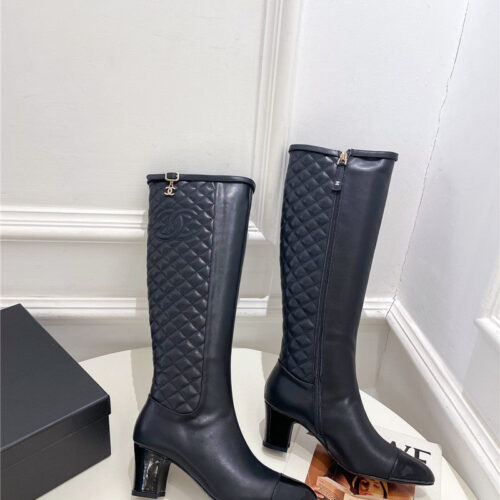 High Quality Luxury Chanel Classic Embroidered Chunky Heel Boots – Style 96838 alternate view