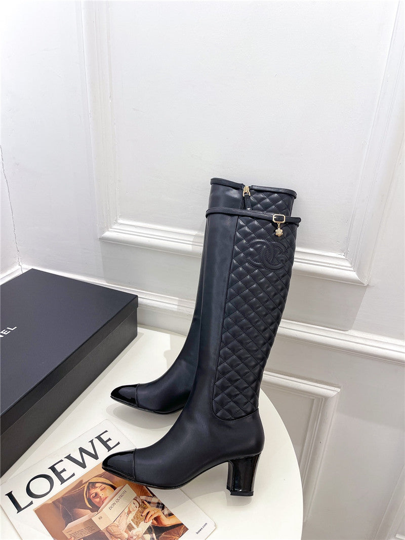 High Quality Luxury Chanel Classic Embroidered Chunky Heel Boots – Style 96838 product detail