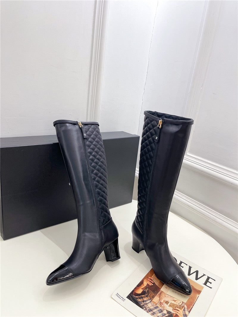 High Quality Luxury Chanel Classic Embroidered Chunky Heel Boots – Style 96838 product detail