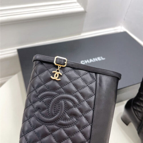 High Quality Luxury Chanel Classic Embroidered Chunky Heel Boots – Style 96838 product detail