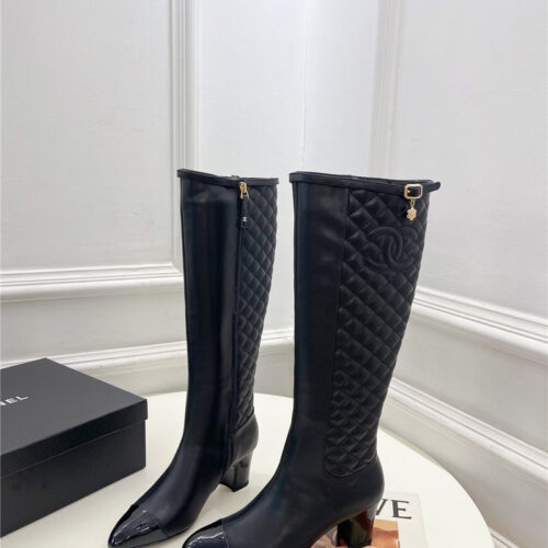 High Quality Luxury Chanel Classic Embroidered Chunky Heel Boots – Style 96838