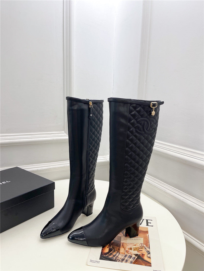 High Quality Luxury Chanel Classic Embroidered Chunky Heel Boots – Style 96838