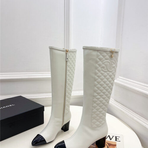 High Quality Luxury Chanel Classic Embroidered Chunky Heel Boots
