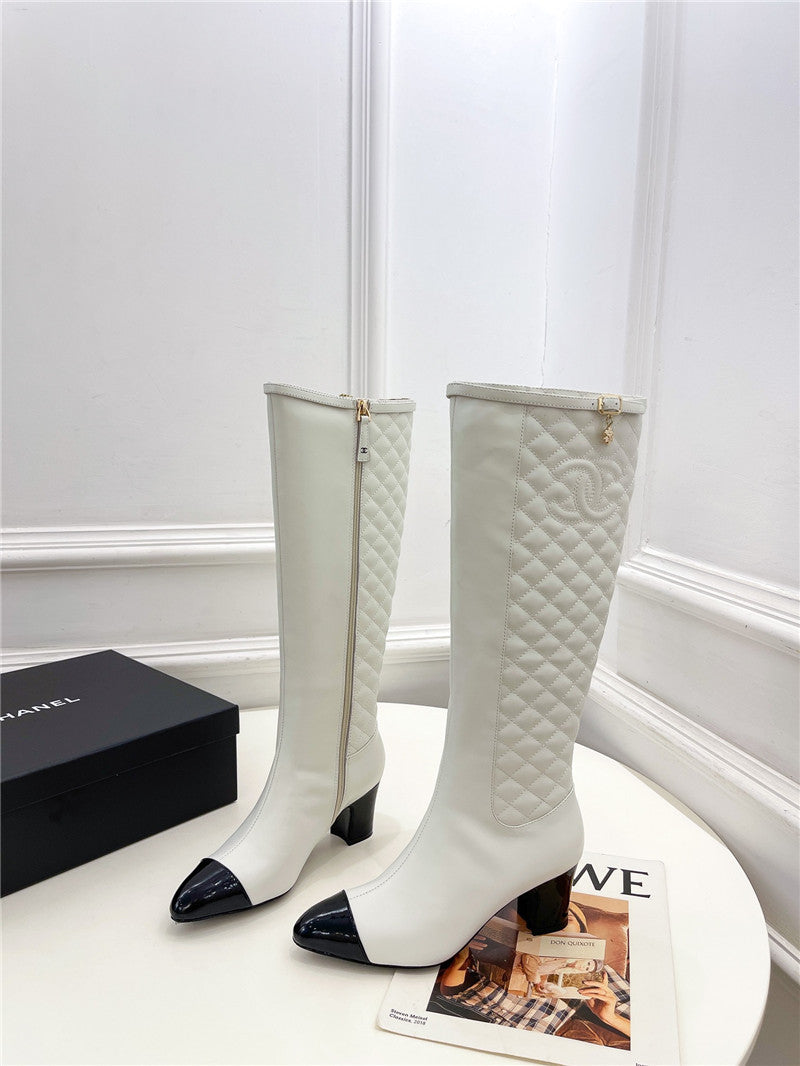 High Quality Luxury Chanel Classic Embroidered Chunky Heel Boots