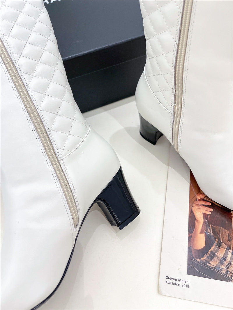 High Quality Luxury Chanel Classic Embroidered Chunky Heel Boots product detail