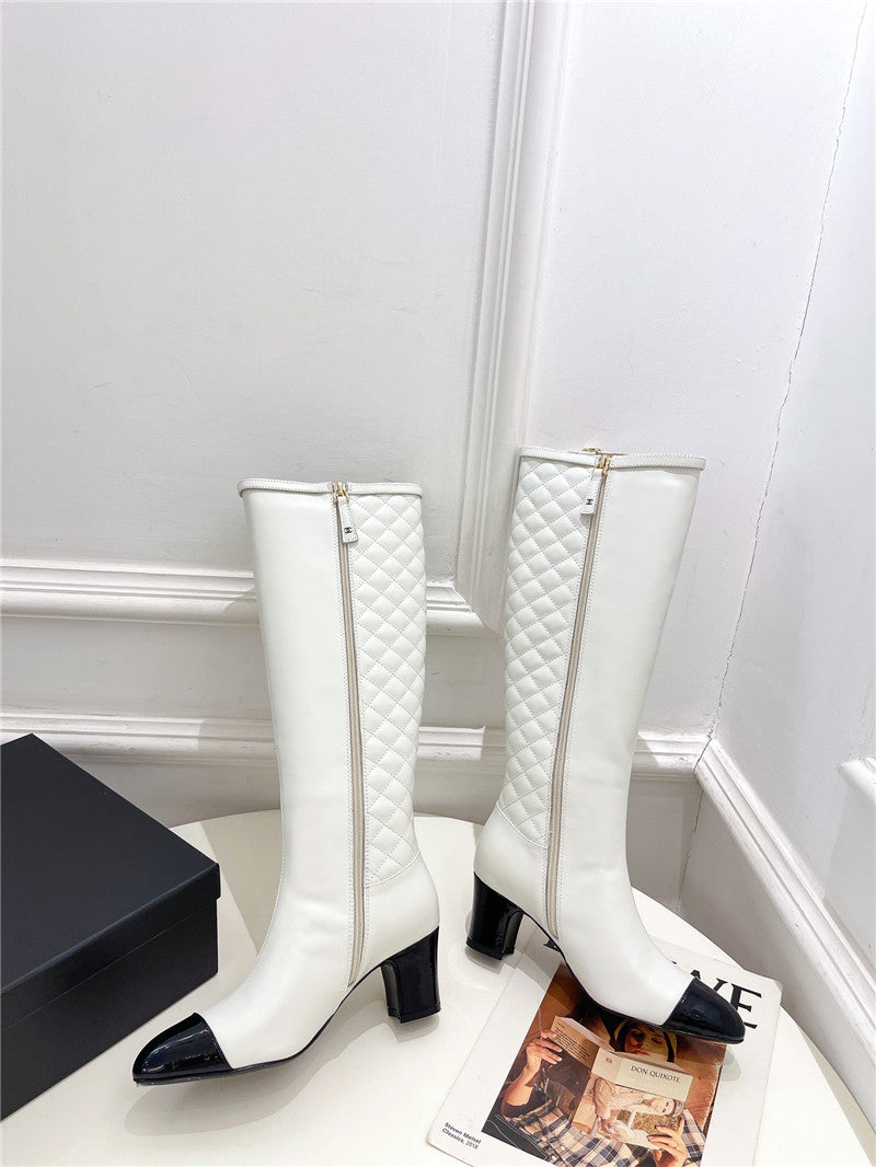 High Quality Luxury Chanel Classic Embroidered Chunky Heel Boots product detail