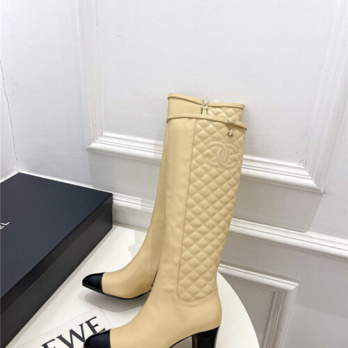High Quality Luxury Chanel Classic Embroidered Chunky Heel Boots – Style 98534 product detail