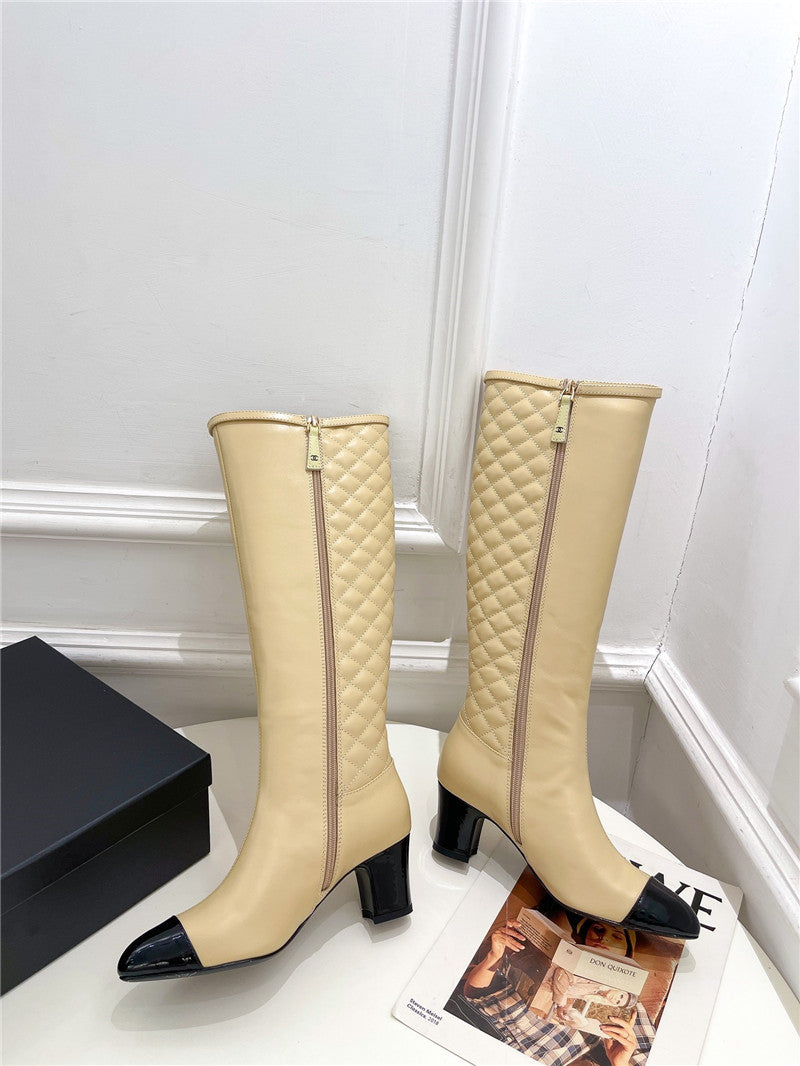 High Quality Luxury Chanel Classic Embroidered Chunky Heel Boots – Style 98534 product detail