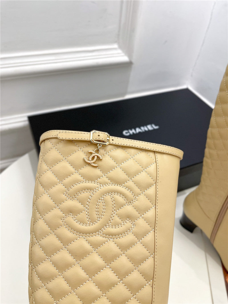 High Quality Luxury Chanel Classic Embroidered Chunky Heel Boots – Style 98534 product detail