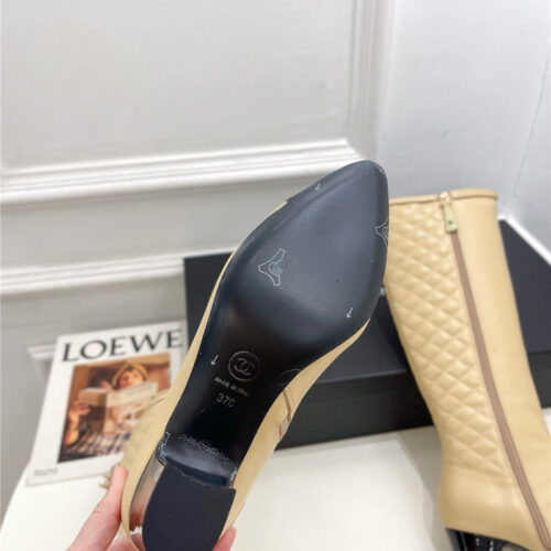 High Quality Luxury Chanel Classic Embroidered Chunky Heel Boots – Style 98534 product detail