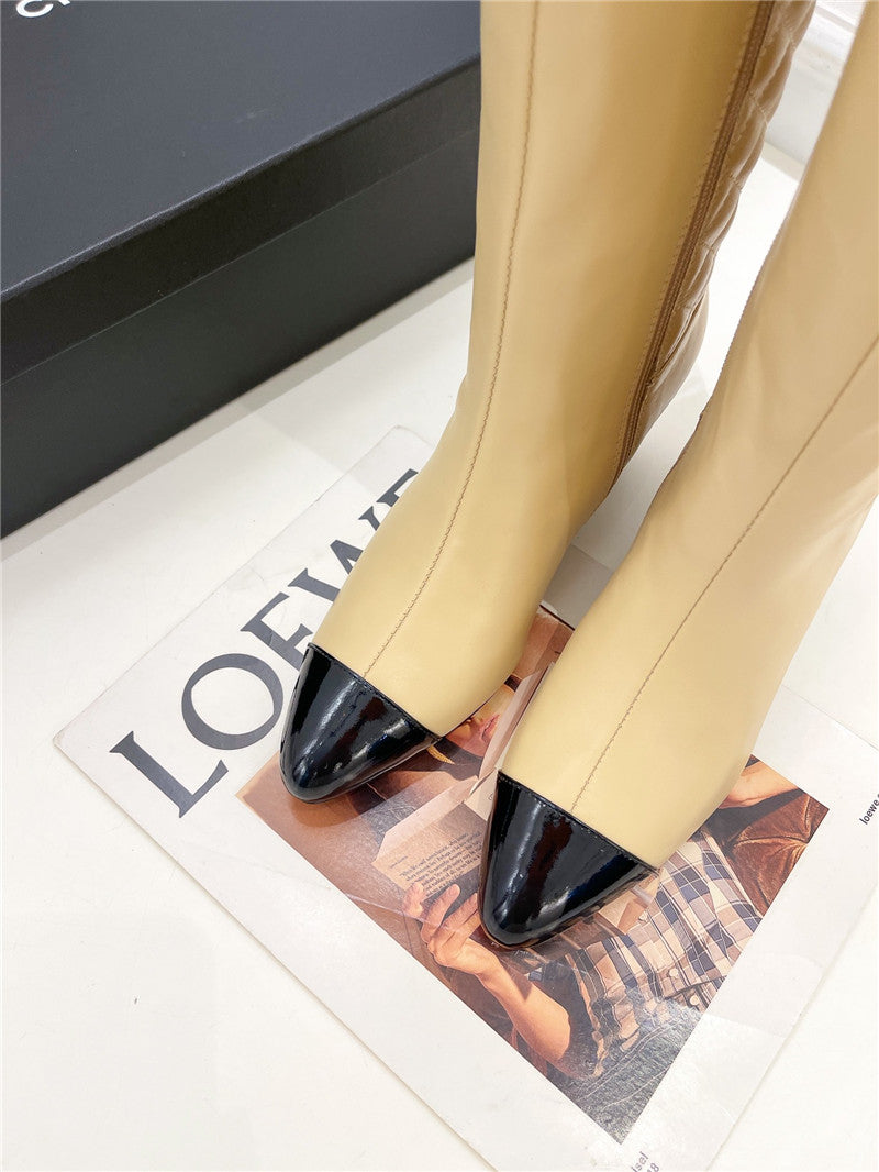 High Quality Luxury Chanel Classic Embroidered Chunky Heel Boots – Style 98534 product detail
