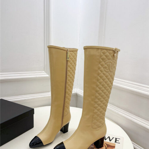 High Quality Luxury Chanel Classic Embroidered Chunky Heel Boots – Style 98534