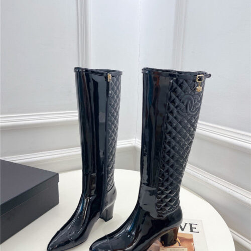 High Quality Luxury Chanel Classic Embroidered Chunky Heel Boots – Style 62374