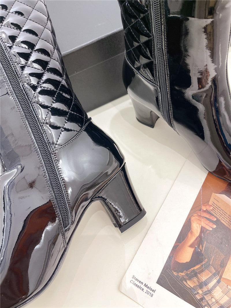 High Quality Luxury Chanel Classic Embroidered Chunky Heel Boots – Style 62374 product detail