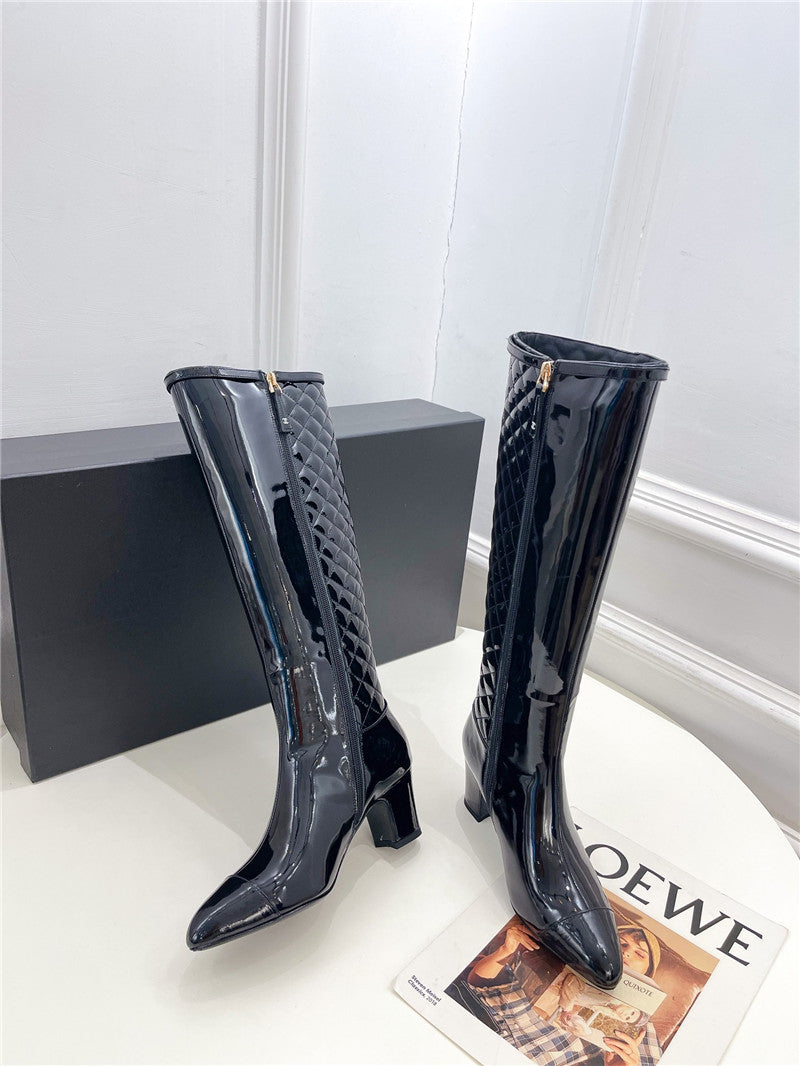 High Quality Luxury Chanel Classic Embroidered Chunky Heel Boots – Style 62374 product detail
