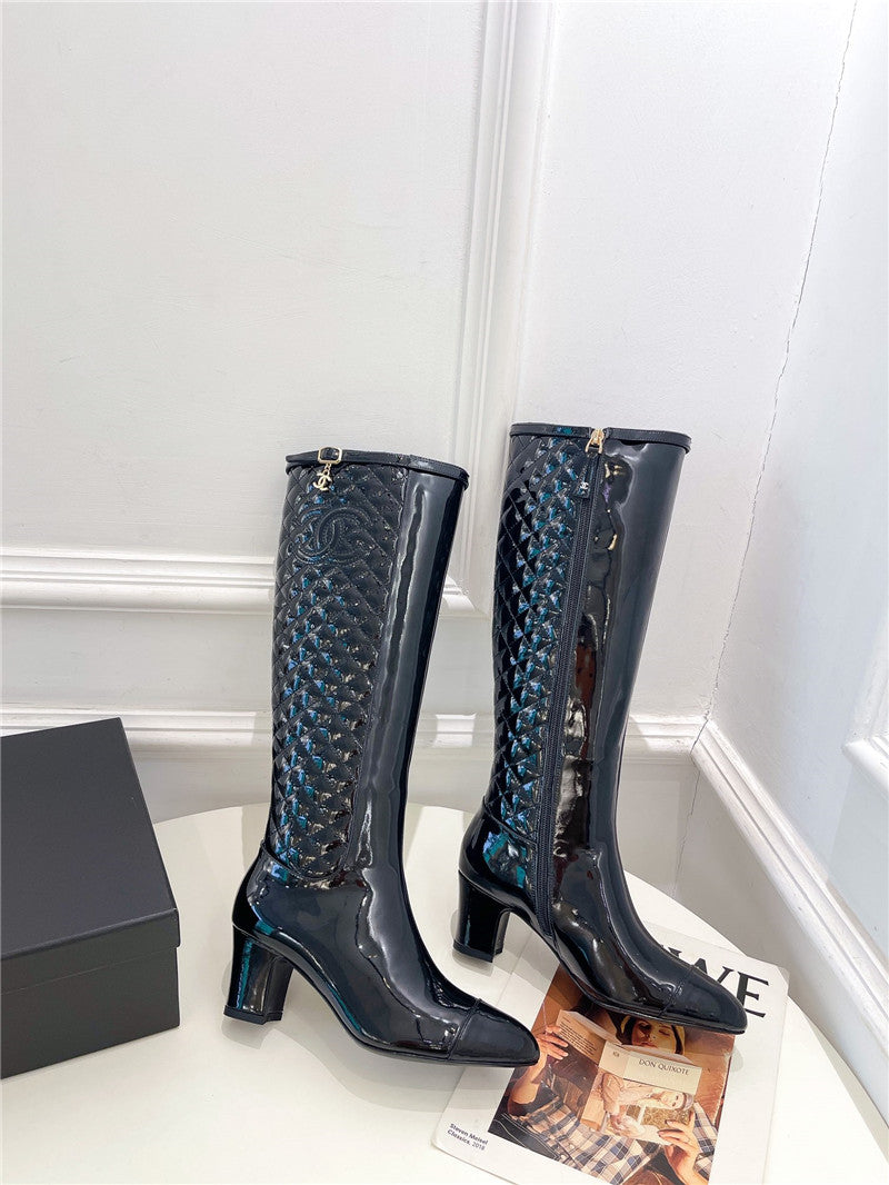 High Quality Luxury Chanel Classic Embroidered Chunky Heel Boots – Style 62374 product detail