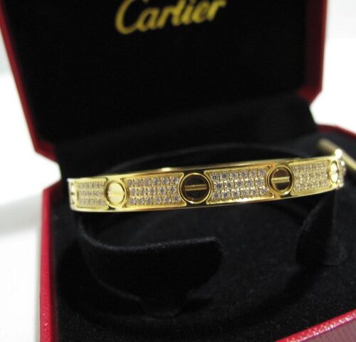 High Quality Luxury Cartier Love Bracelet Yellow Gold Full Diamonds product detail