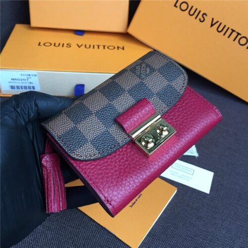 High Quality Luxury Louis Vuitton Croisette Compact Wallet Damier Ebene Lie De Vin product detail