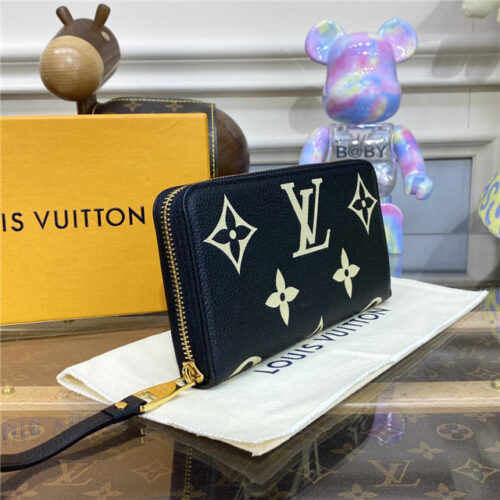 High Quality Luxury Louis Vuitton Zippy Wallet Black/Beige product detail