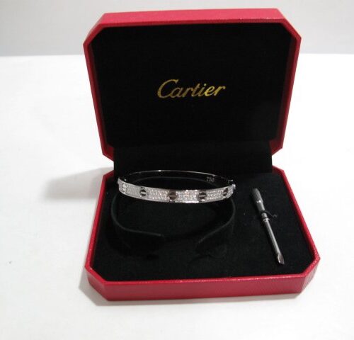 High Quality Luxury Cartier Love Bracelet Silver Full Diamonds product detail