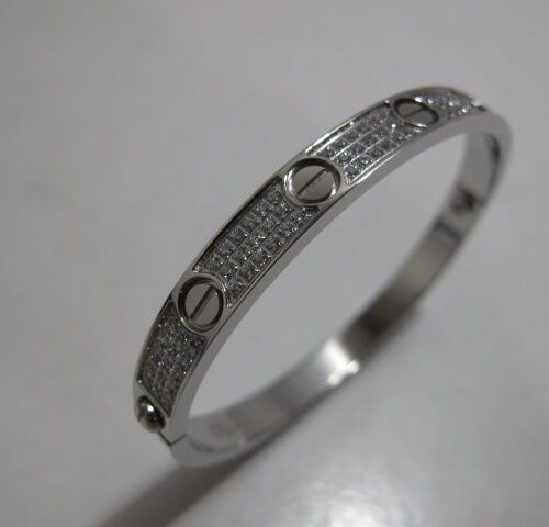 High Quality Luxury Cartier Love Bracelet Silver Full Diamonds product detail