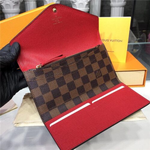 High Quality Luxury Louis Vuitton Josephine Wallet Damier Ebene Canvas Red product detail