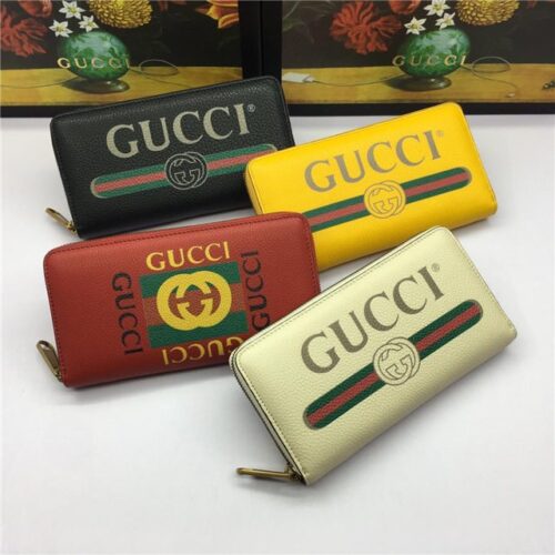 High Quality Luxury Gucci Print Leather Zip Around Wallet (Varied Colors) product detail