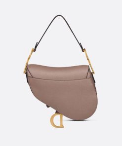 High Quality Luxury Dior Grained Calfskin Saddle Bag With Strap – Warm Taupe product detail