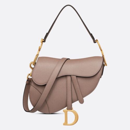 High Quality Luxury Dior Grained Calfskin Saddle Bag With Strap – Warm Taupe alternate view