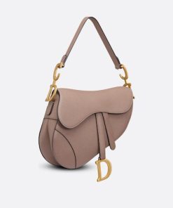 High Quality Luxury Dior Grained Calfskin Saddle Bag With Strap – Warm Taupe