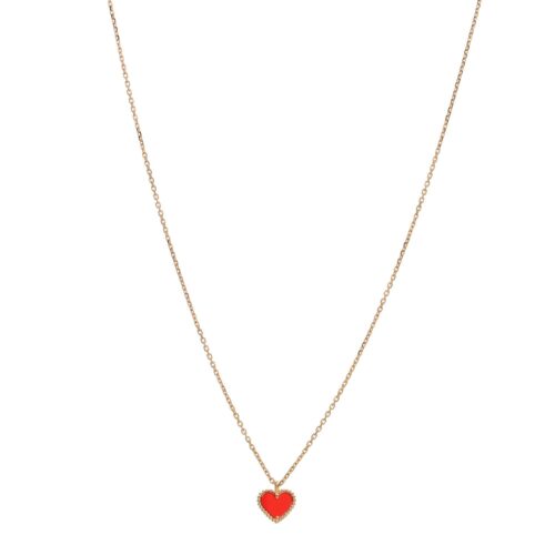 High Quality Luxury Van Cleef  Arpels 18K Rose Gold Carnelian Sweet Alhambra Heart Pendant Necklace alternate view