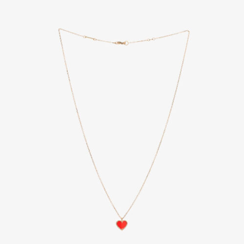 High Quality Luxury Van Cleef Arpels 18K Rose Gold Carnelian Sweet Alhambra Heart Pendant Necklace