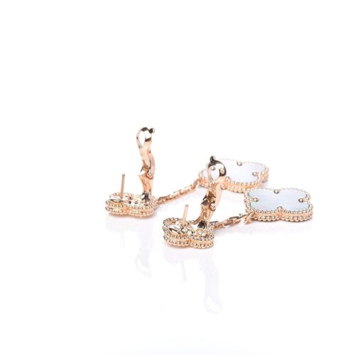 High Quality Luxury Van Cleef  Arpels 18K Rose Gold Diamond Grey Mother Of Pearl Magic Alhambra 2 Motifs Earrings product detail