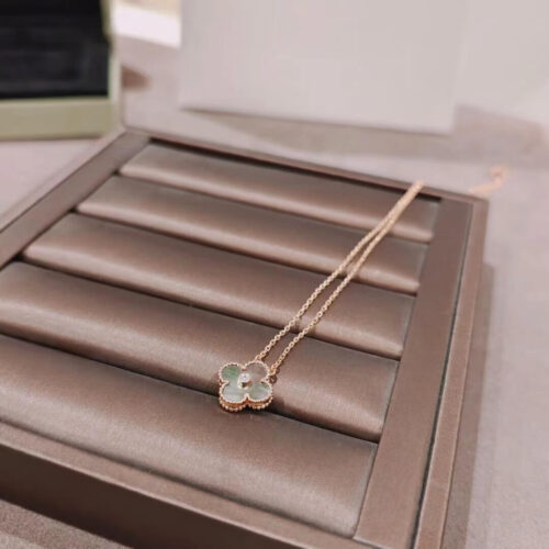 High Quality Luxury Van Cleef  Arpels 18K Rose Gold Diamond Grey Mother Of Pearl Vintage Alhambra Pendant Necklace product detail