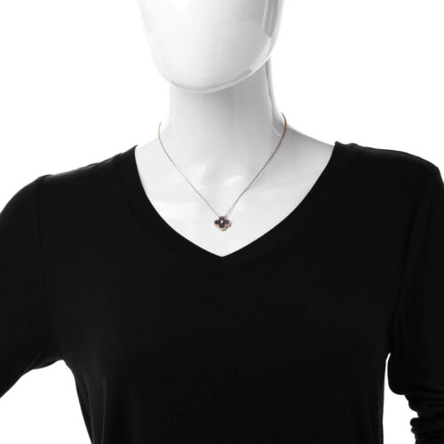 High Quality Luxury Van Cleef  Arpels 18K Rose Gold Diamond Grey Mother Of Pearl Vintage Alhambra Pendant Necklace product detail