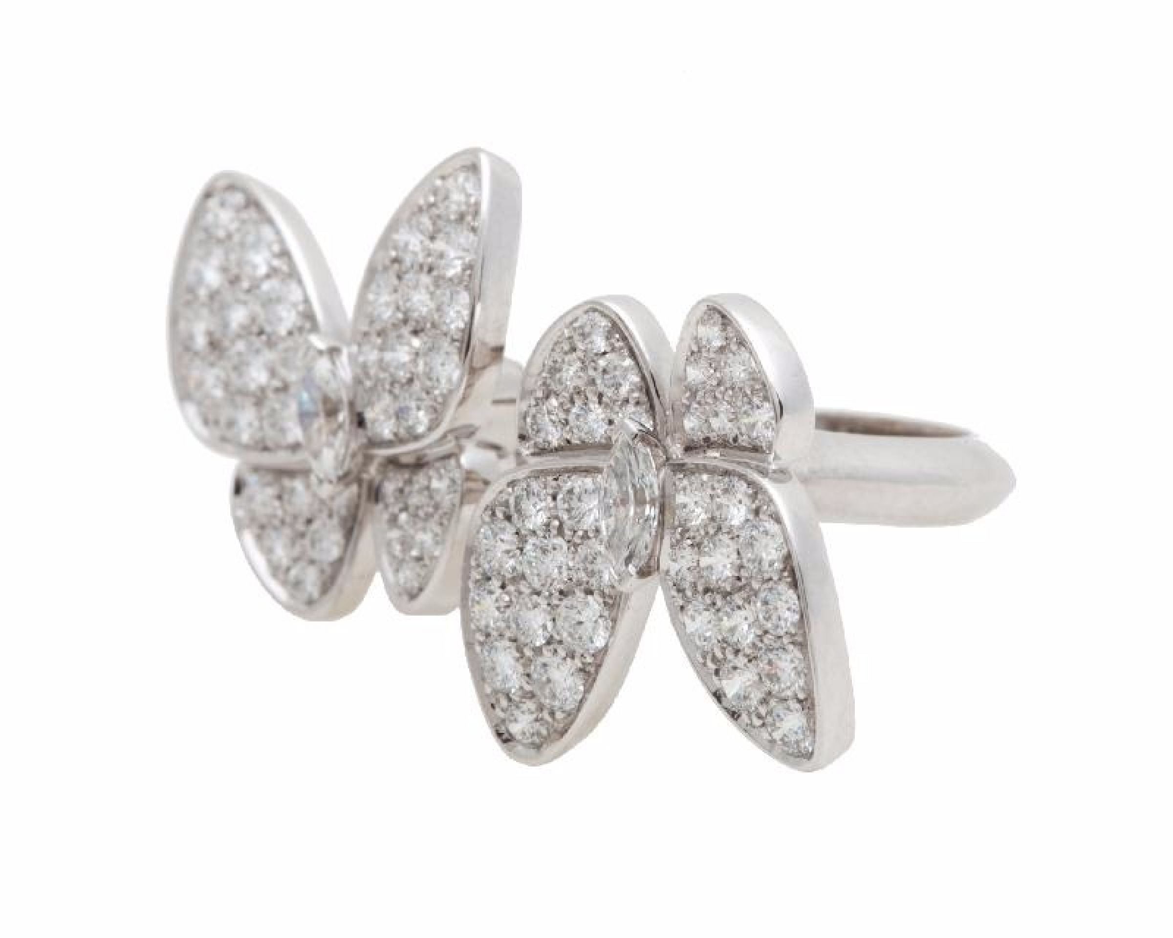 High Quality Luxury Van Cleef Arpels 18K White Gold Butterfly Between The Finger Ring product detail