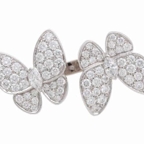 High Quality Luxury Van Cleef Arpels 18K White Gold Butterfly Between The Finger Ring product detail