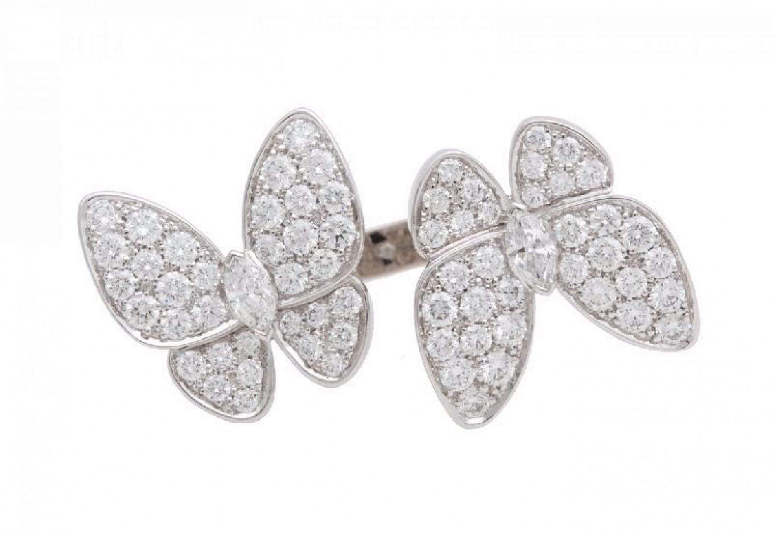 High Quality Luxury Van Cleef Arpels 18K White Gold Butterfly Between The Finger Ring product detail