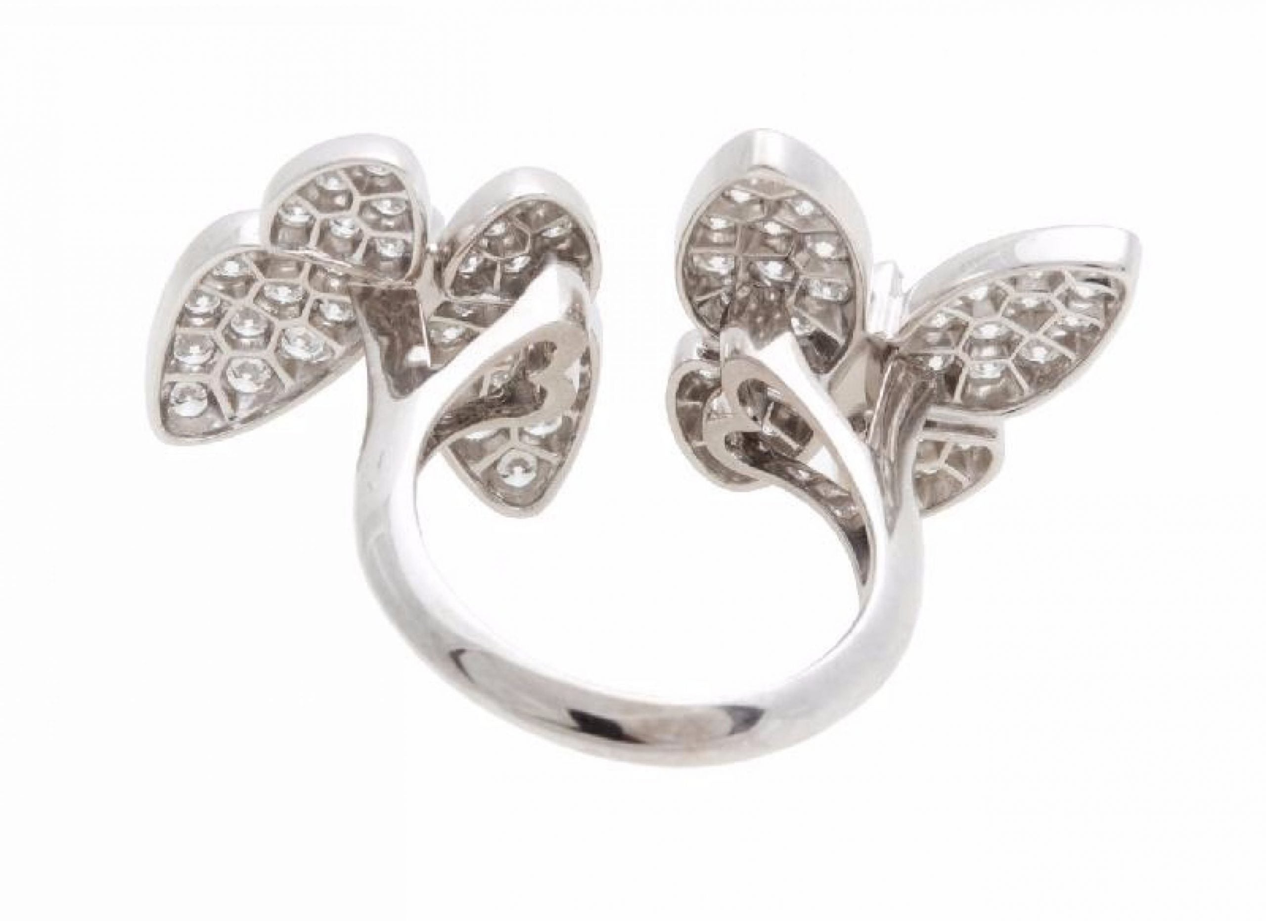 High Quality Luxury Van Cleef Arpels 18K White Gold Butterfly Between The Finger Ring product detail
