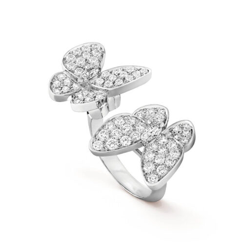 High Quality Luxury Van Cleef Arpels 18K White Gold Butterfly Between The Finger Ring product detail