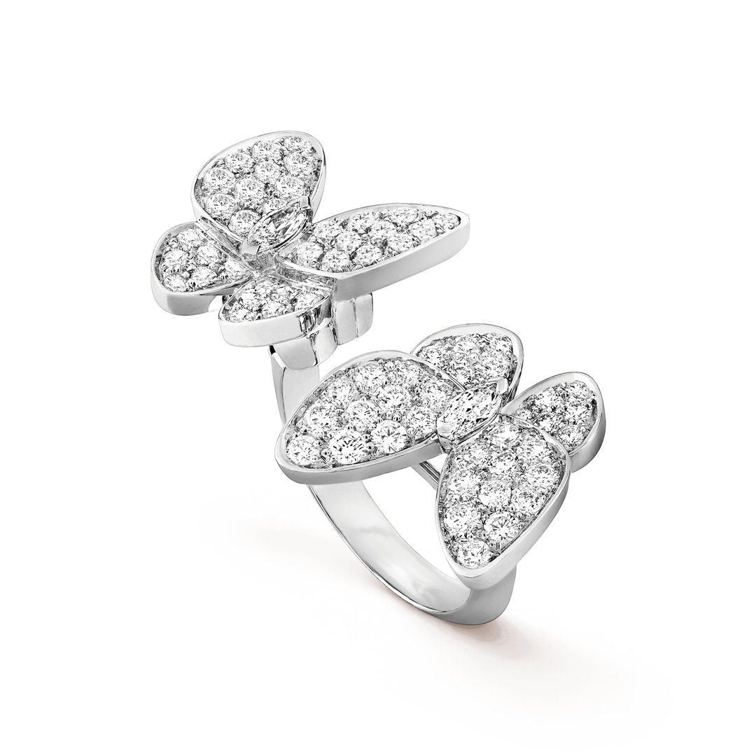 High Quality Luxury Van Cleef Arpels 18K White Gold Butterfly Between The Finger Ring product detail