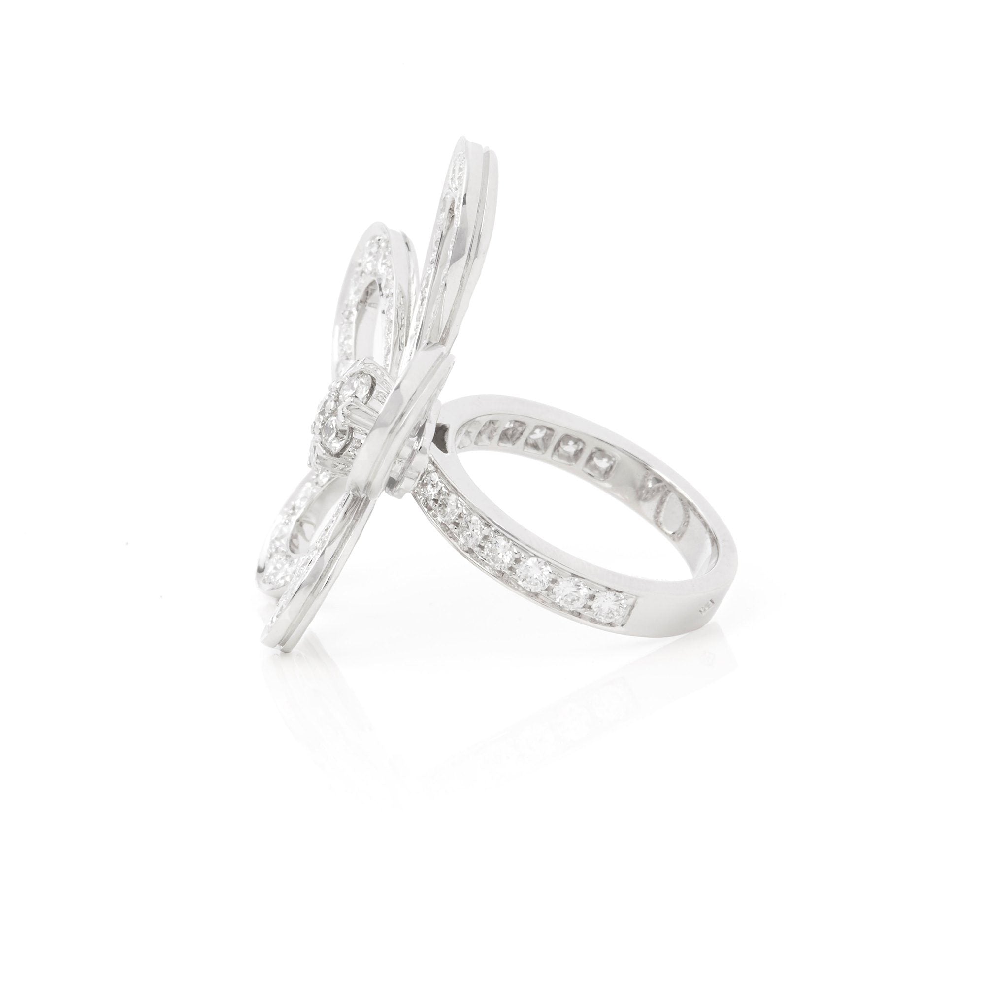 High Quality Luxury Van Cleef Arpels 18K White Gold Diamond Flowerlace Ring product detail