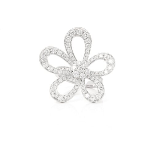 High Quality Luxury Van Cleef Arpels 18K White Gold Diamond Flowerlace Ring product detail