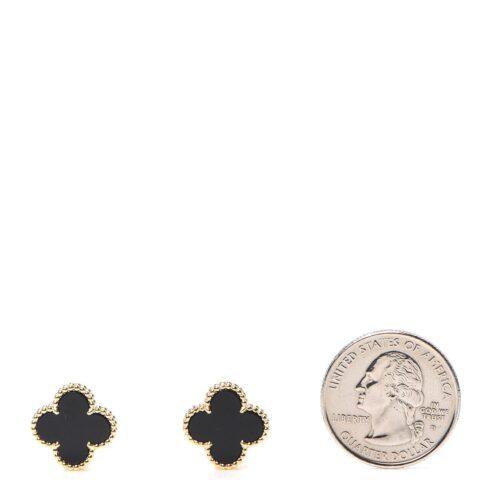 High Quality Luxury Van Cleef  Arpels 18K Yellow Gold/White Gold/Rose Gold Black Onyx Vintage Alhambra Earrings product detail