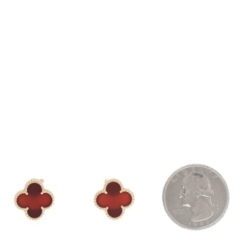 High Quality Luxury Van Cleef  Arpels 18K Yellow Gold/White Gold/Rose Gold Carnelian Vintage Alhambra Earrings product detail